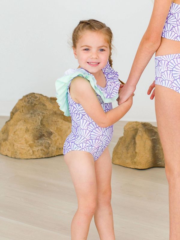 Mermaid Scoopback Ruffle One Piece Swim