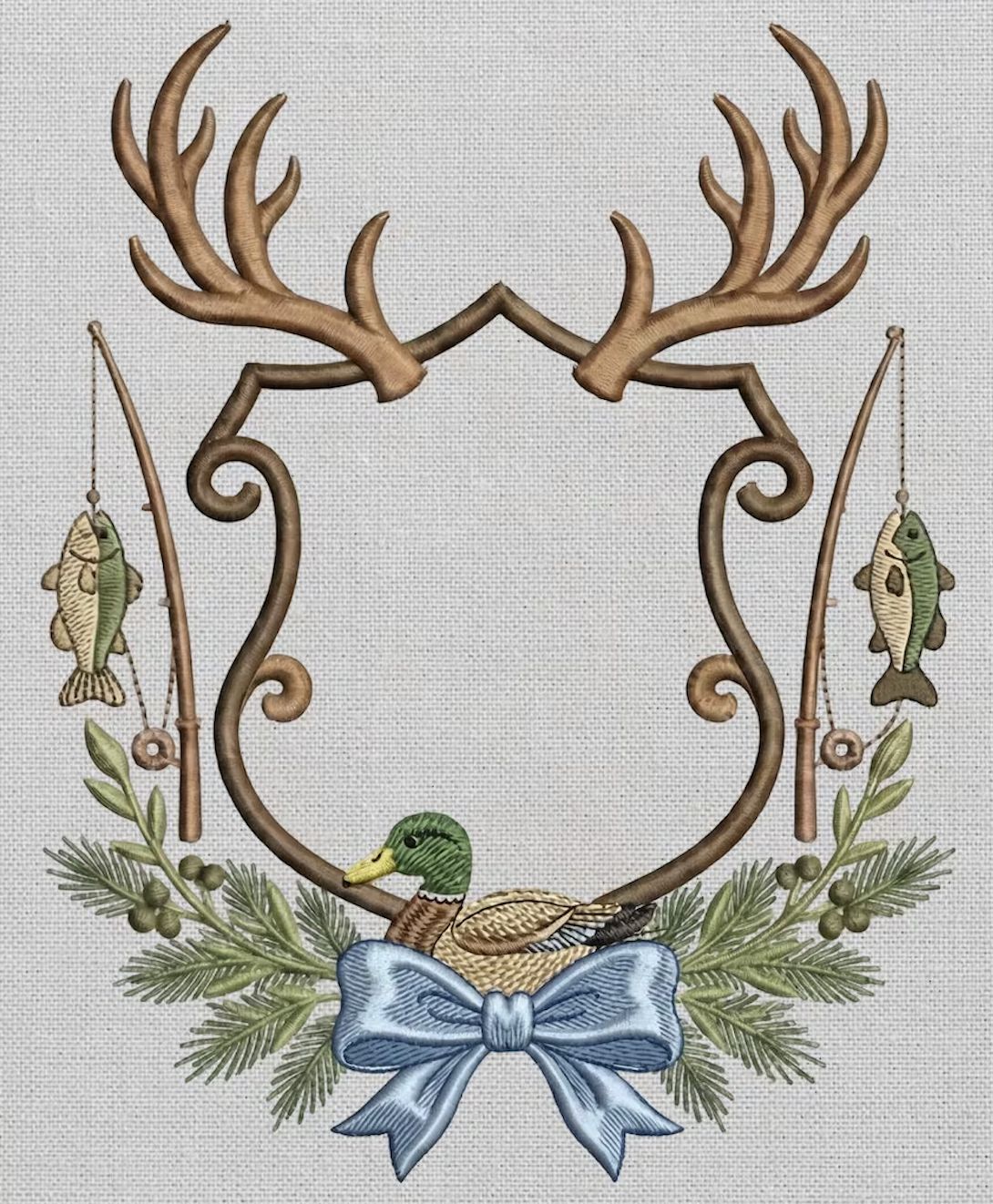 Mallard Duck Embroidery, Hunting Fishing Crest