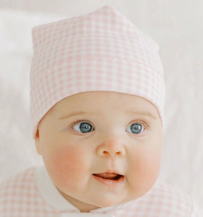 Pink Mini Check Baby Hat