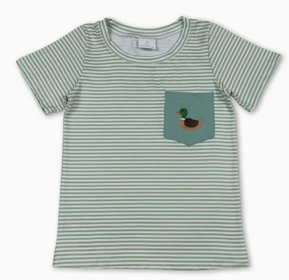 Sage Striped Duck Pocket T Shirt