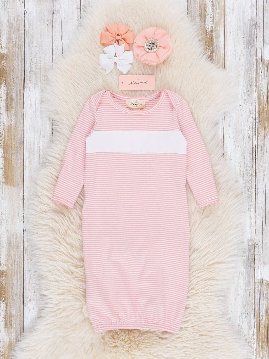 Blushing Bouquets Striped Ruffle Gown