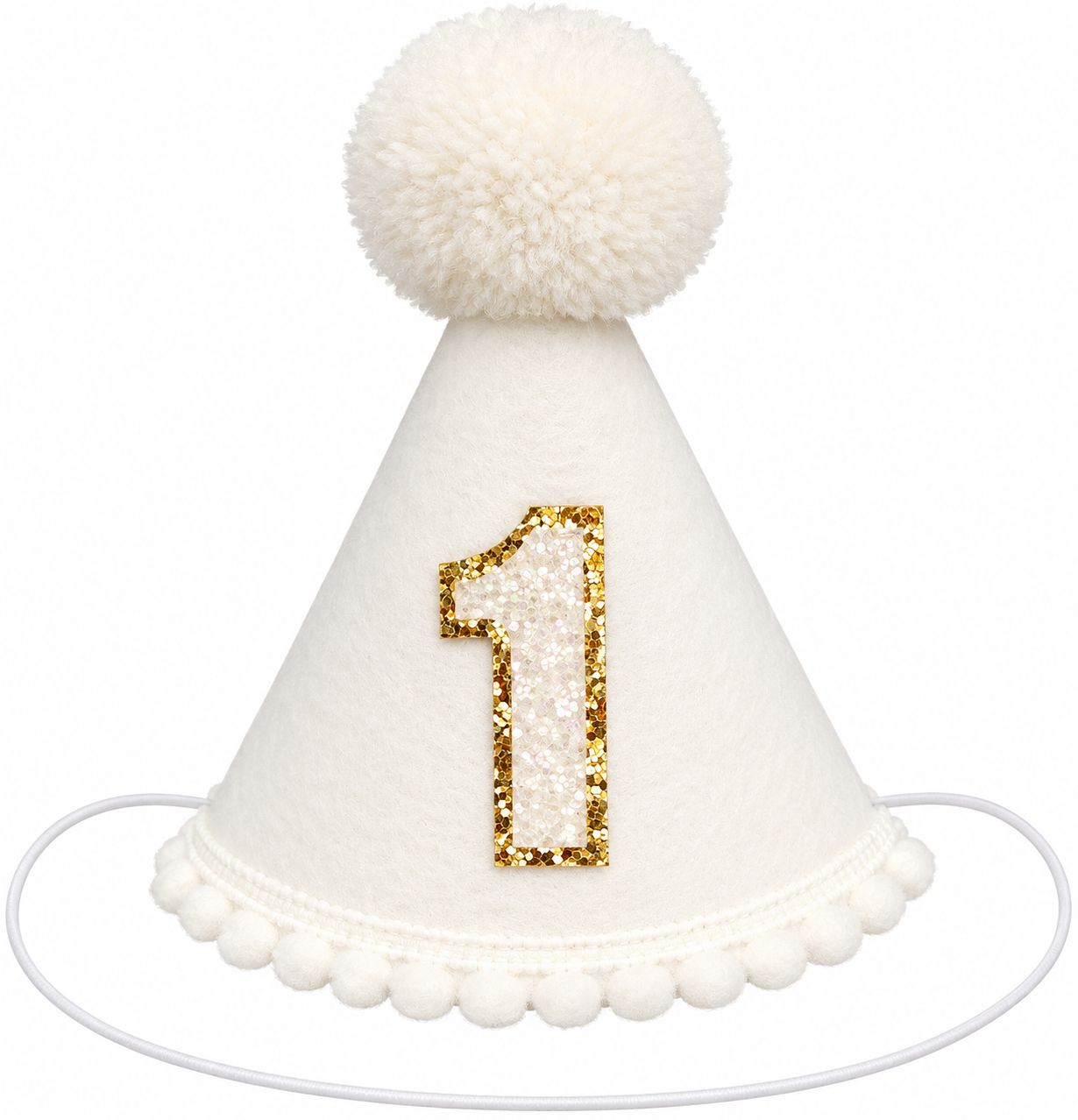 White and Gold First Birthday Hat