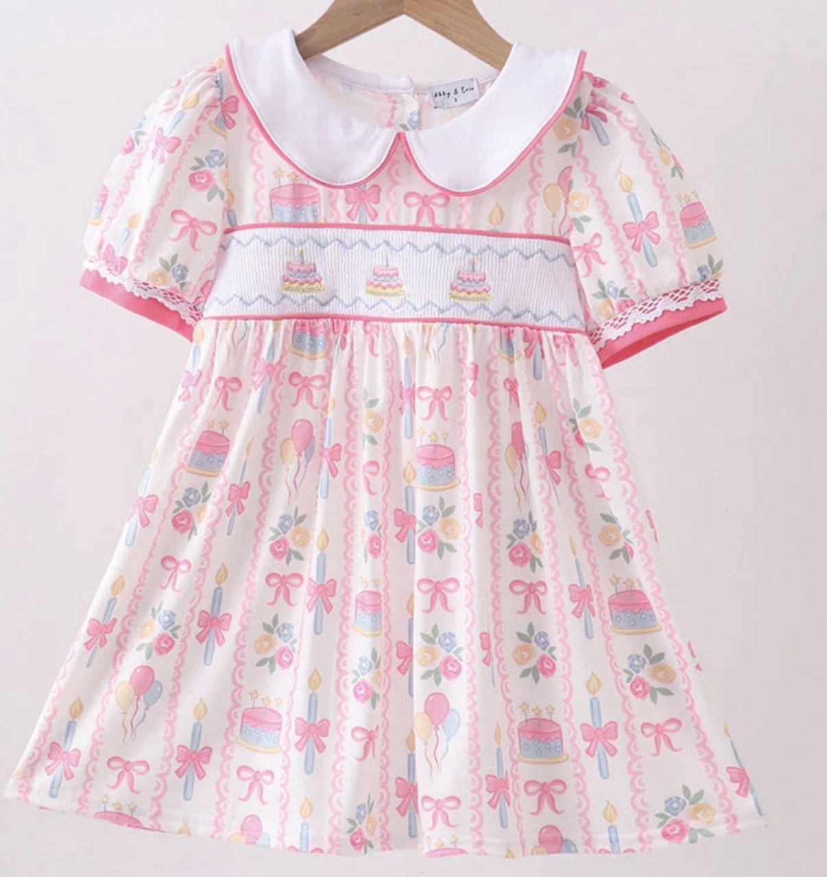 Pink Birthday Cake Smocked Dress