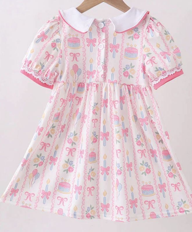 Pink Birthday Cake Smocked Dress