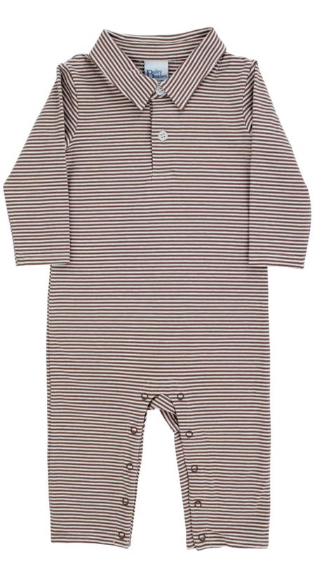 Brown Stripe Polo Playsuit
