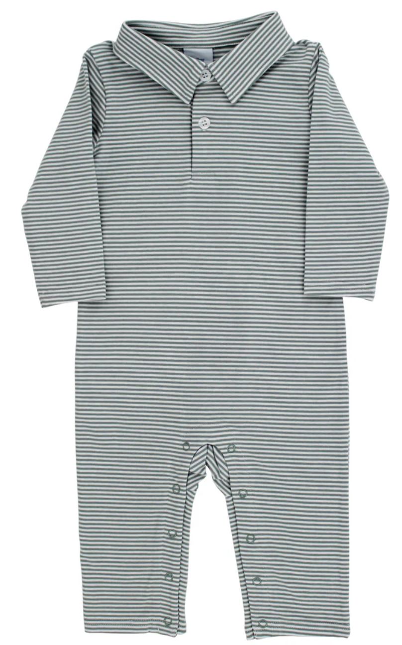 Sage Stripe Polo Playsuit