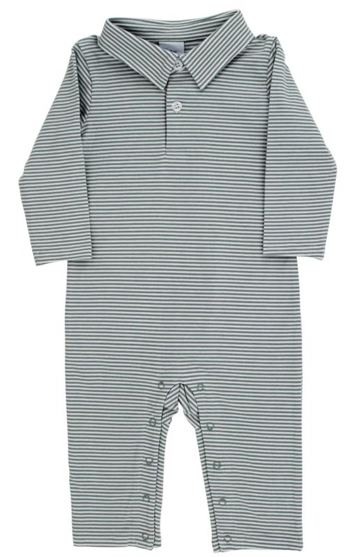 Sage Stripe Polo Playsuit
