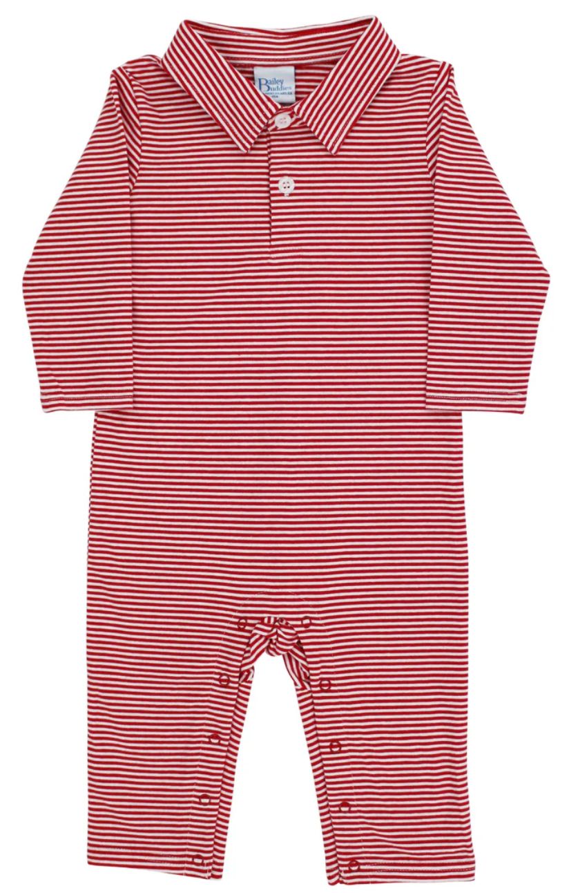 Red Stripe Polo Playsuit