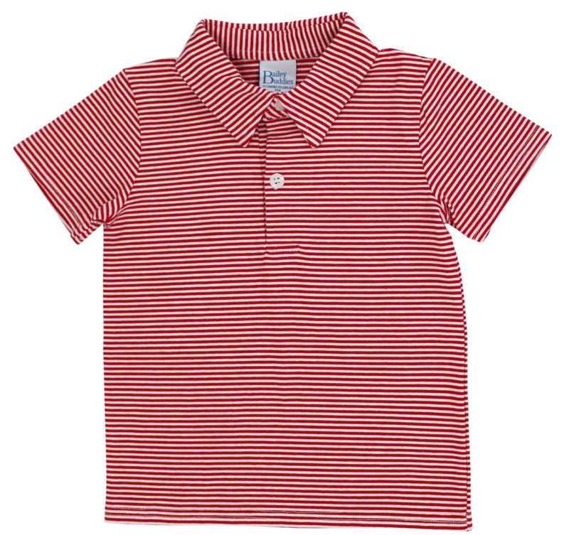 Red Stripe Knit Polo