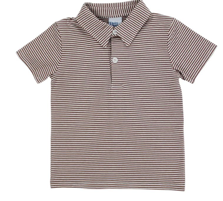 Brown Stripe Knit Polo