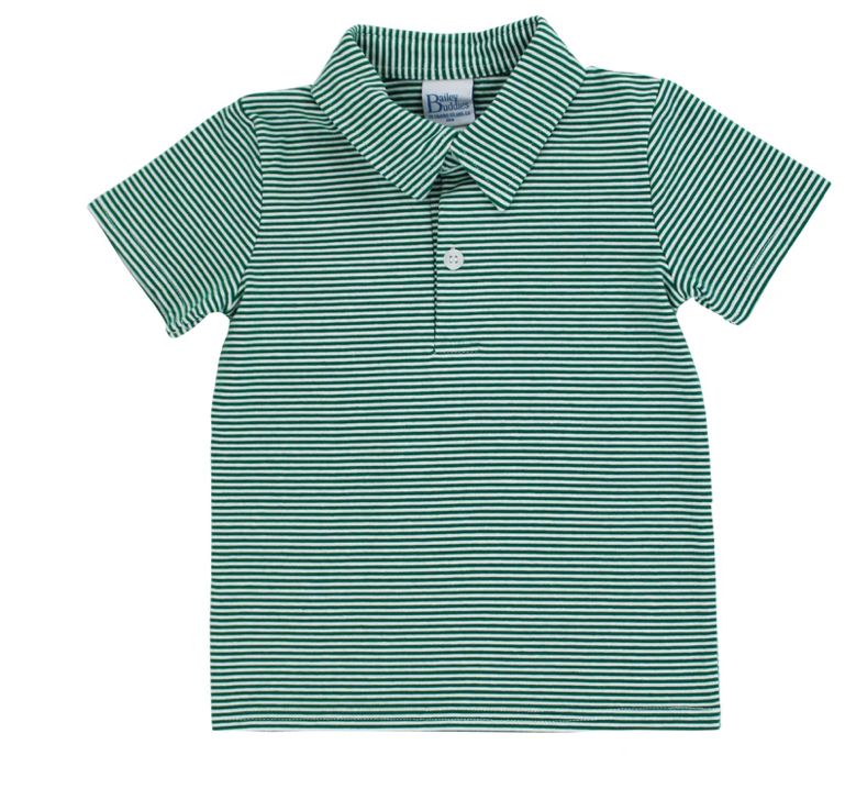 Kelly Green Stripe Knit Polo