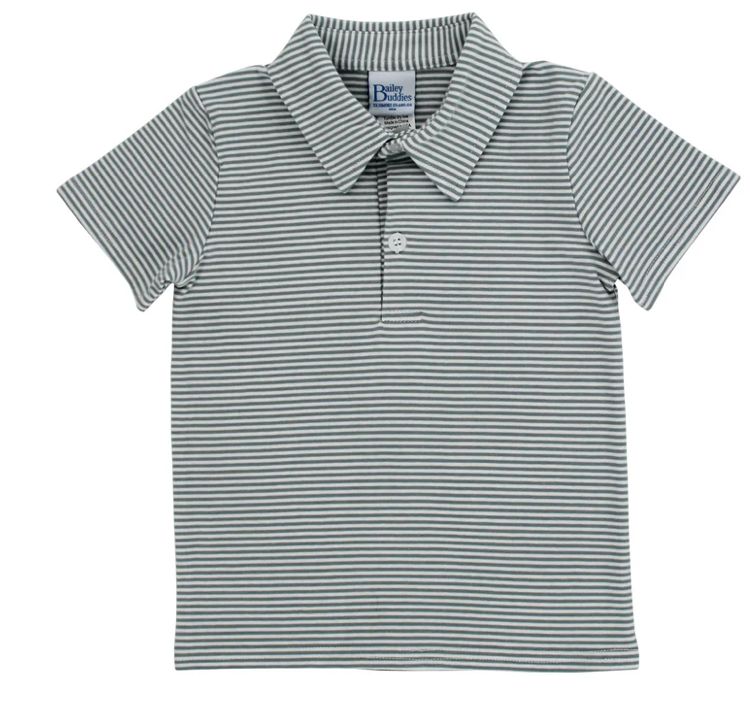 Sage Stripe Knit Polo