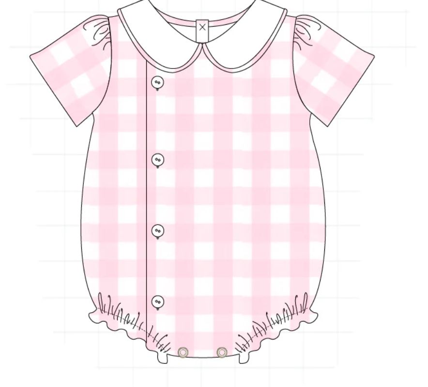 Pink Plaid Peter Pan Collar Romper