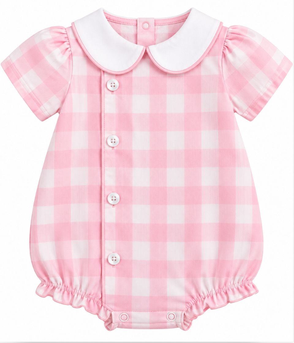 Pink Plaid Peter Pan Collar Romper