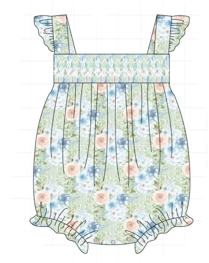 Floral Fall Smocked Bubble