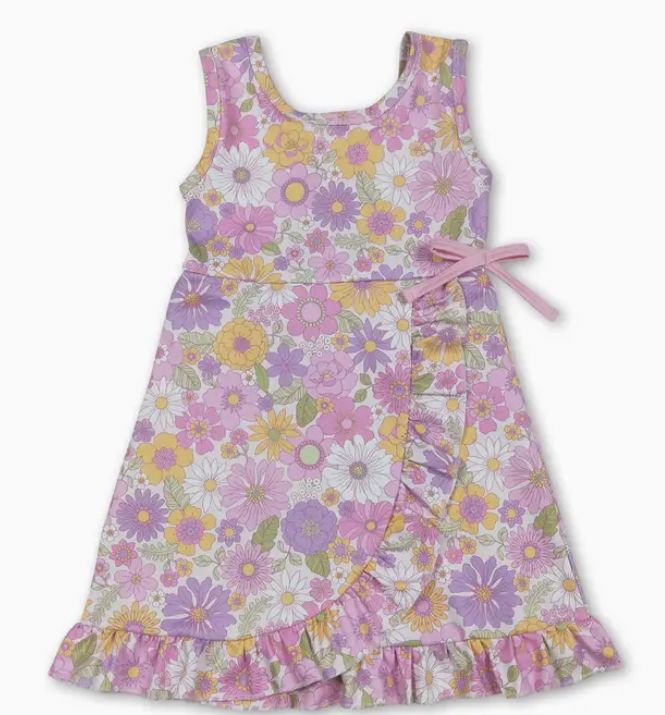 Purple Retro Floral Athletic Dress