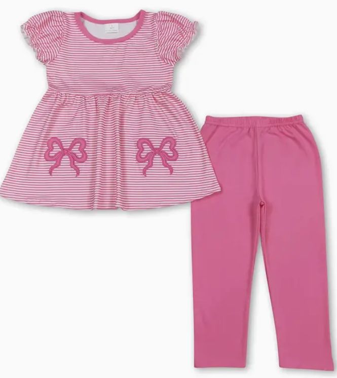 Pink Bow SS Girls Outfit