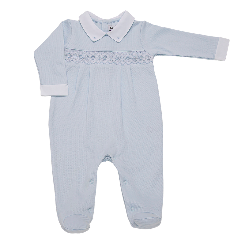 Baby Zig Zag Jacquard Luxury Smock Pima Jumpsuit