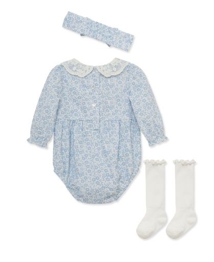 Blue Floral Baby Bubble Gift Set