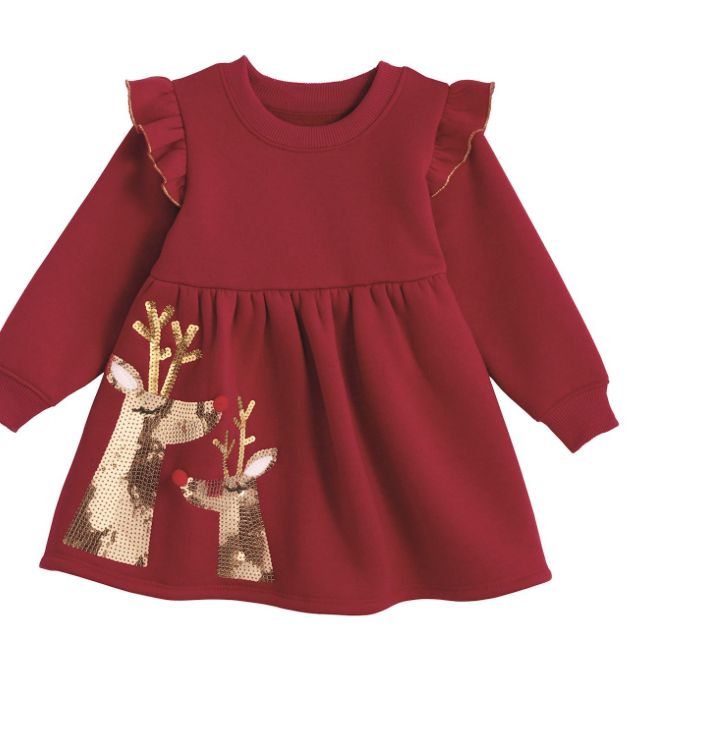 Sequin Reindeer Sweatshirt Dress