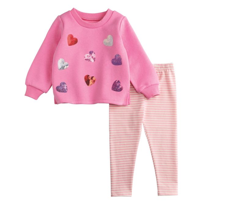 Sequin Heart Sweatshirt &amp; Legging Set