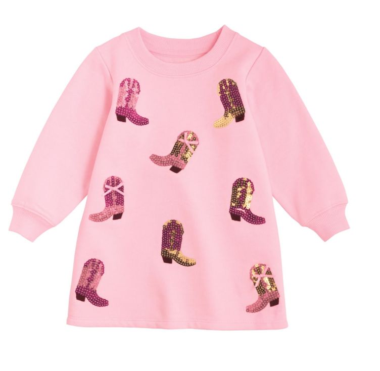 Cowboy Boot Sequin Sweatshirt Dress