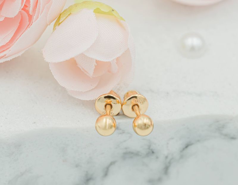 14K Gold-Plated Ball Stud Earrings for Baby &amp; Kids