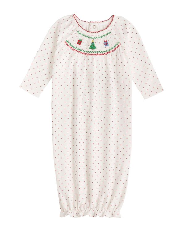 Christmas Smocked NB Gown