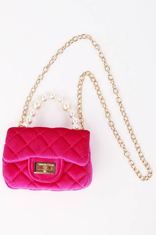 Velvet Purse with Pearl Handle
