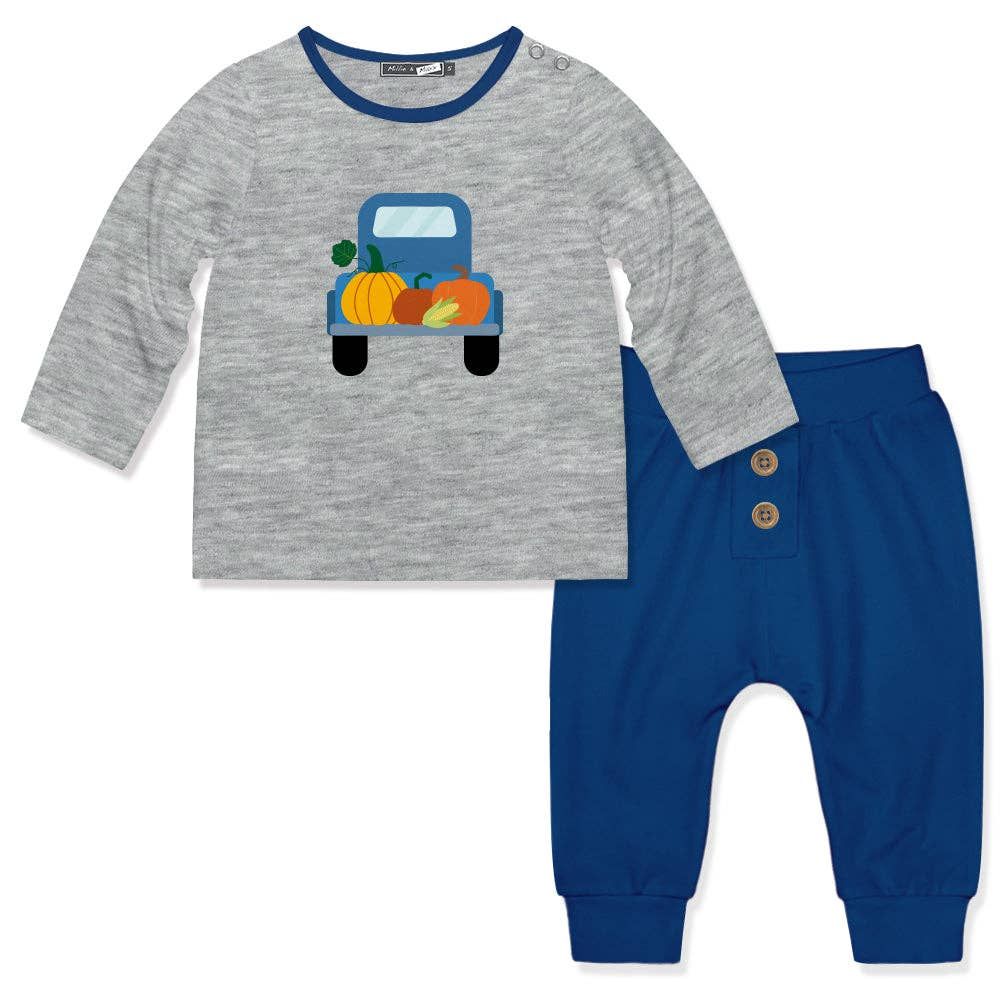 Gray Heather Harvest Truck Jogger Set