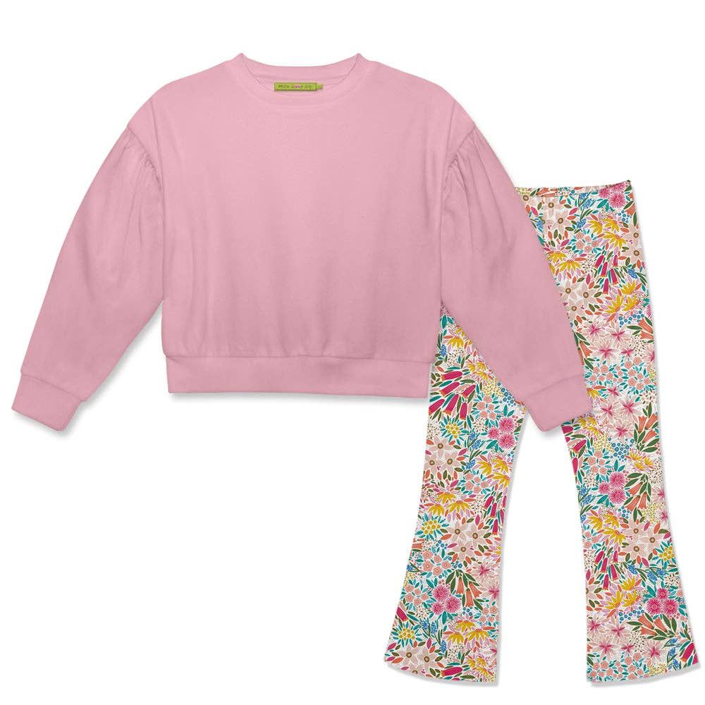 Dusty Pink  Floral Flare Legging Set