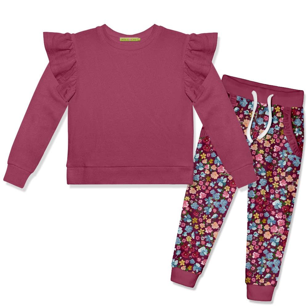 Velour Berry Floral Jogger Set