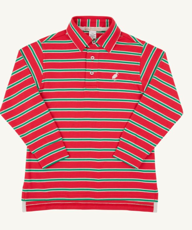 Prim and Proper LS Polo Richmond Red Kiawah Kelly Green