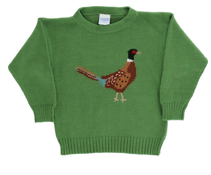 Crew Neck Sage Pheasant Sweater