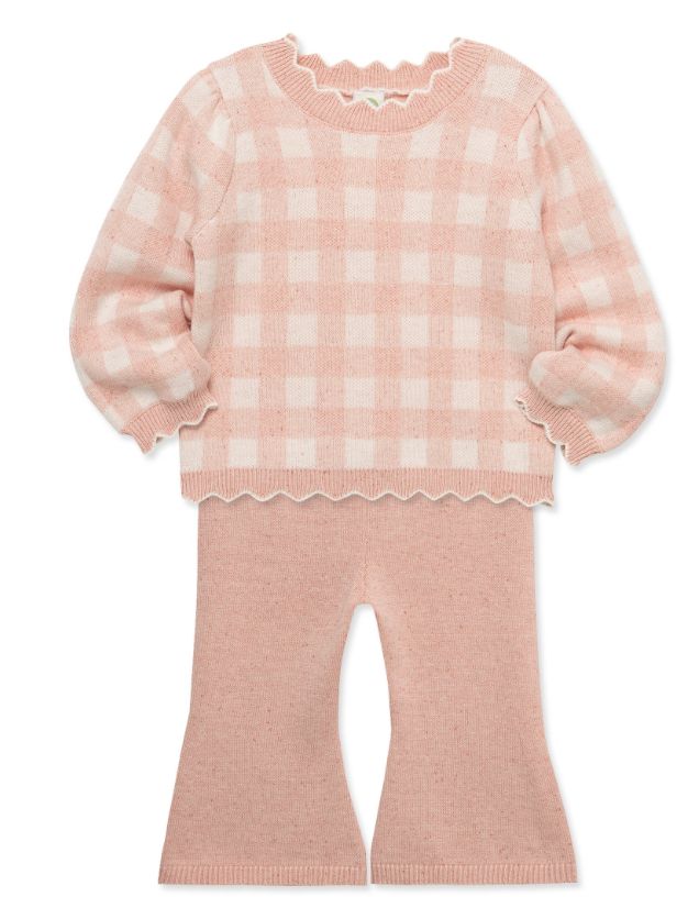 Pink Gingham Sweater Set