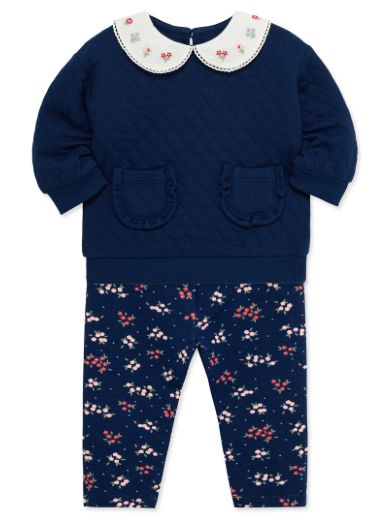 Navy Girls Peter Pan Collar Sweatshirt Set