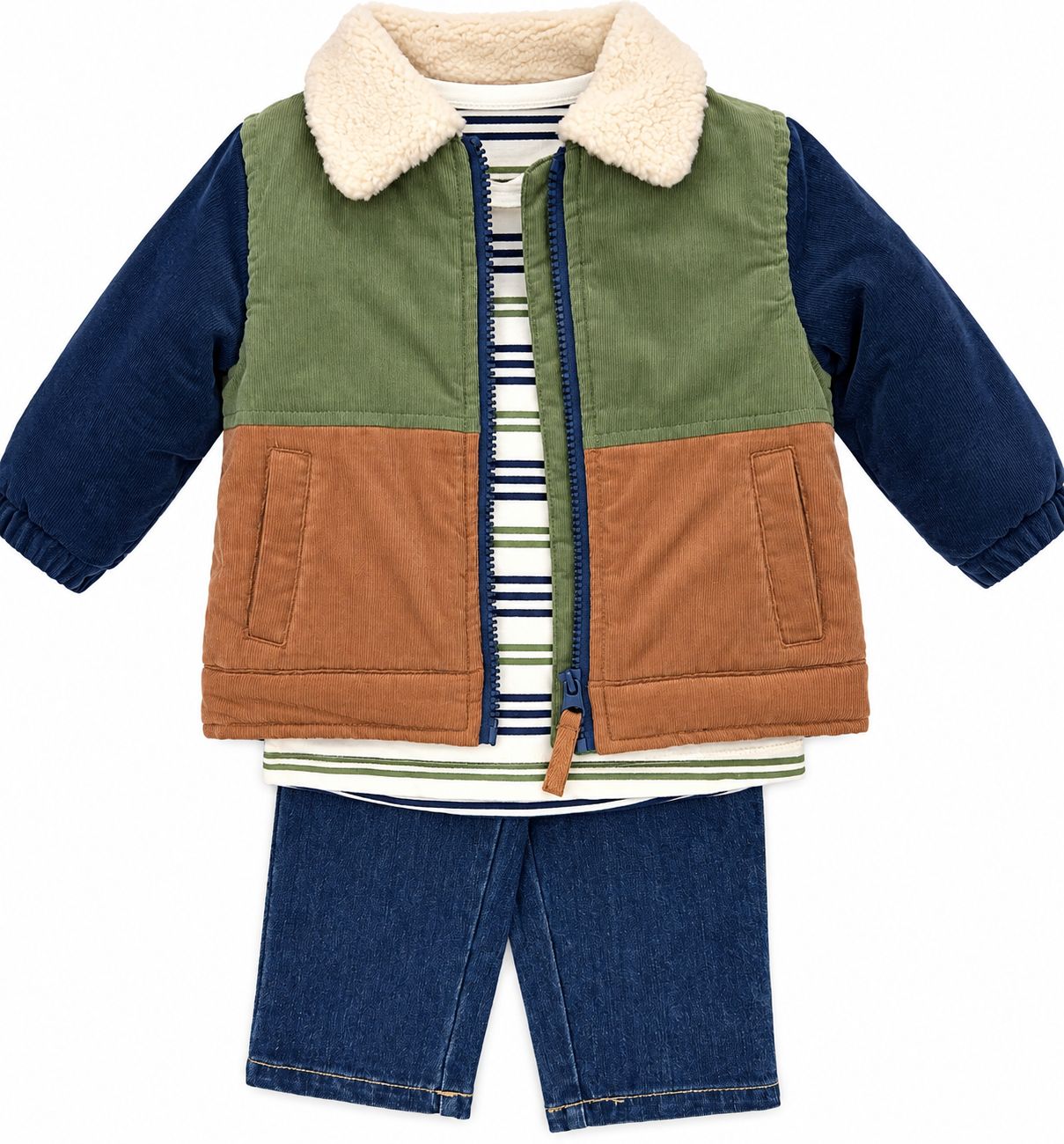 Boys 3 Piece Colorblock Jacket Set