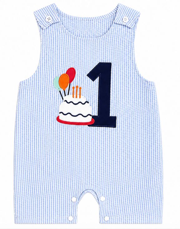 Frist Birthday Seersucker John John w Cake