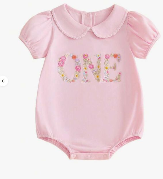 ONE Peter Pan Collar Pink Birthday Bubble