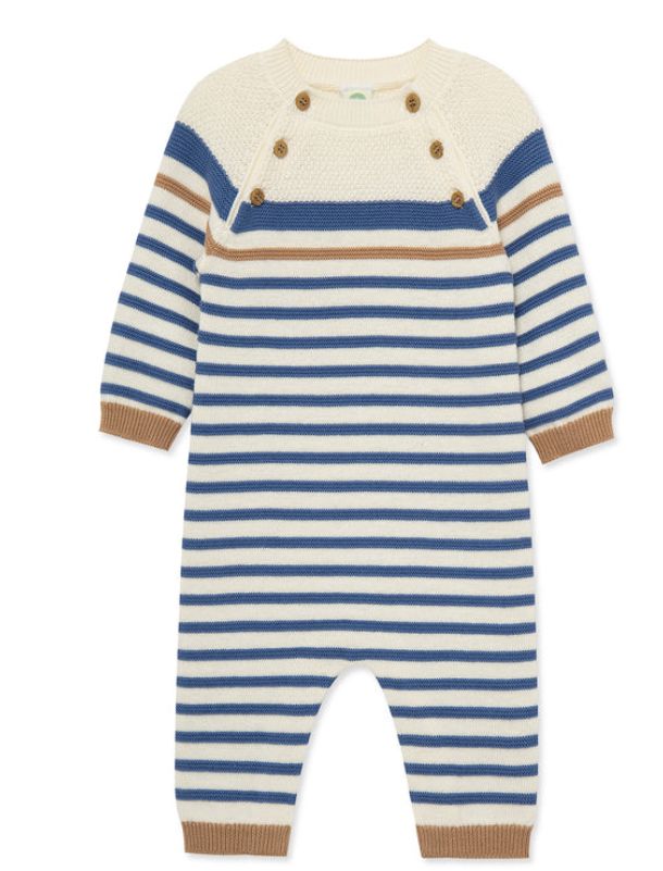 Boys Classic Blue Stripe Sweater Romper