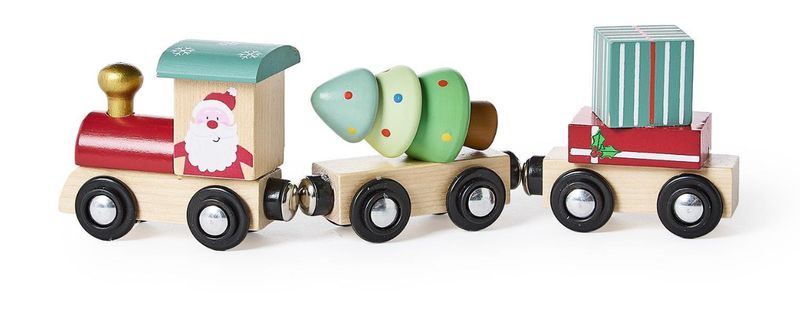 Santa 3 Pc Wooden Magnetic Train Set Box