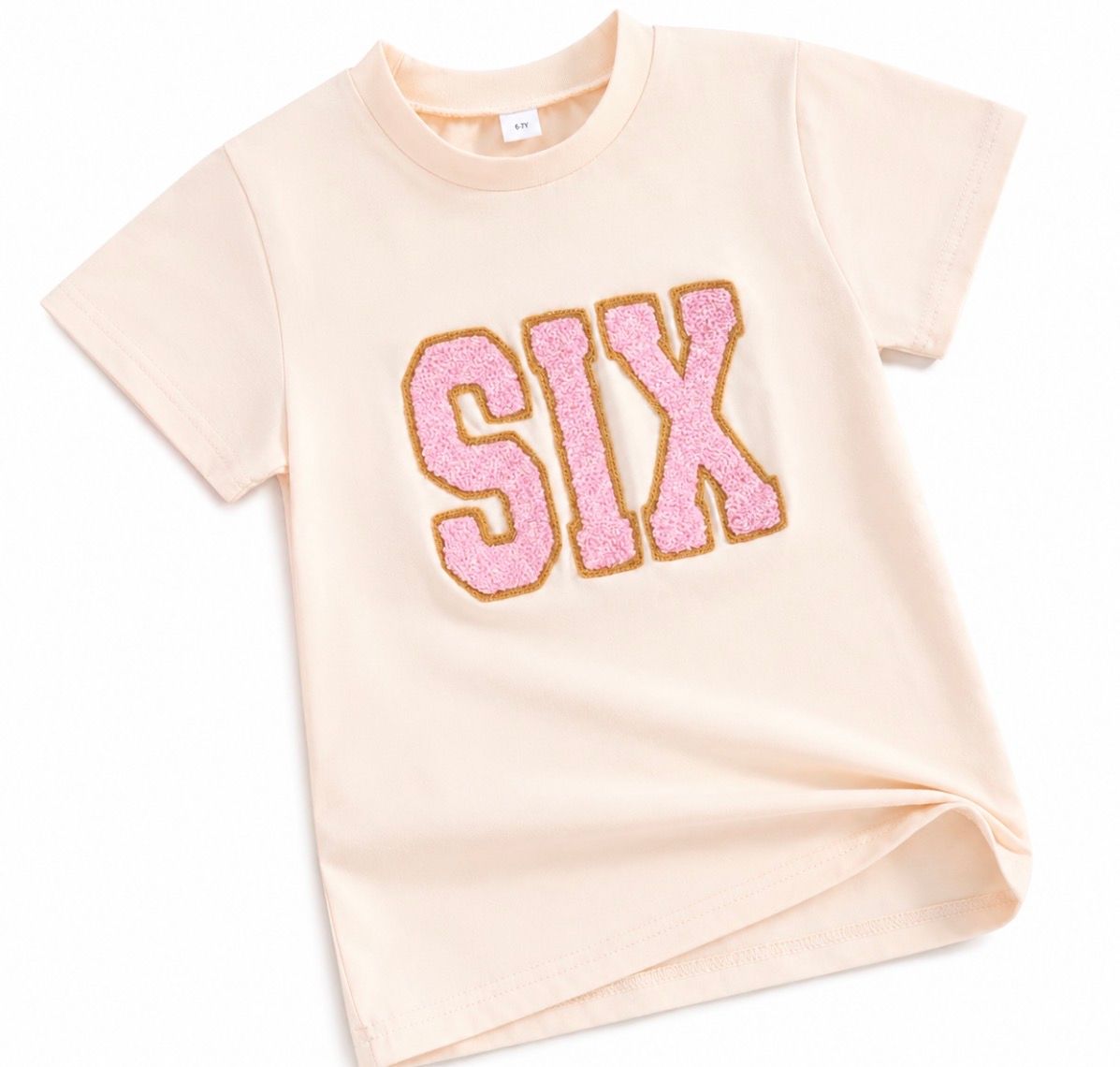 Girls Chenille Six Birthday T Shirt