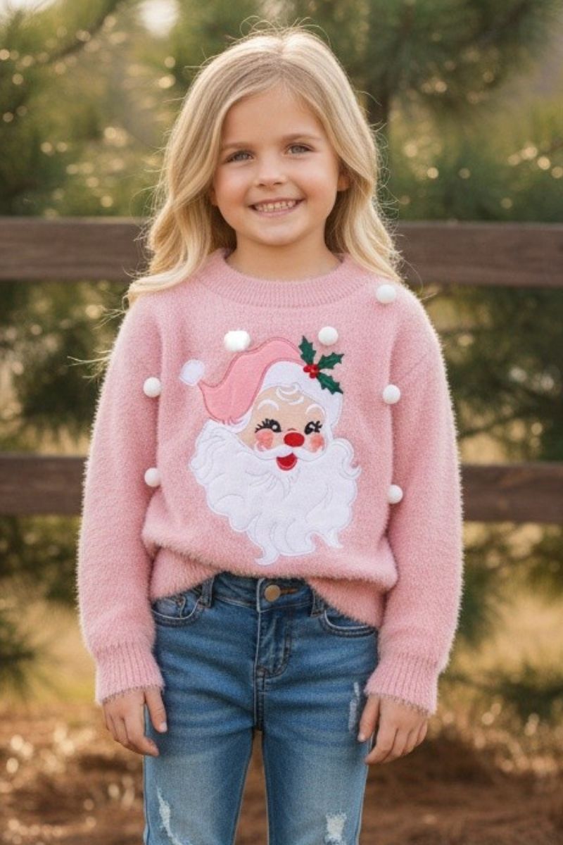 Pink Pom Pom &amp; Santa Sweater