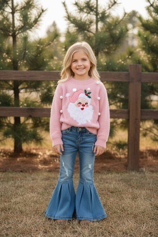 Pink Pom Pom &amp; Santa Sweater