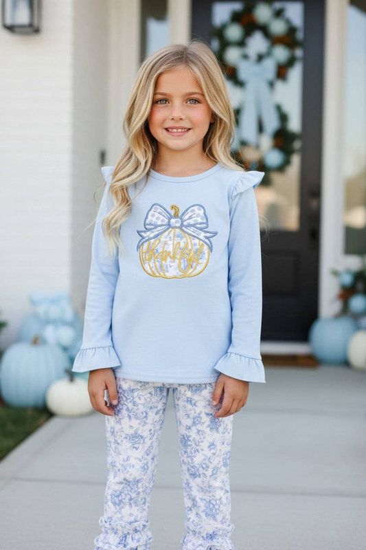 Thankful Blue Floral Legging Set