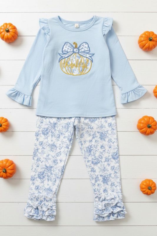 Thankful Blue Floral Legging Set