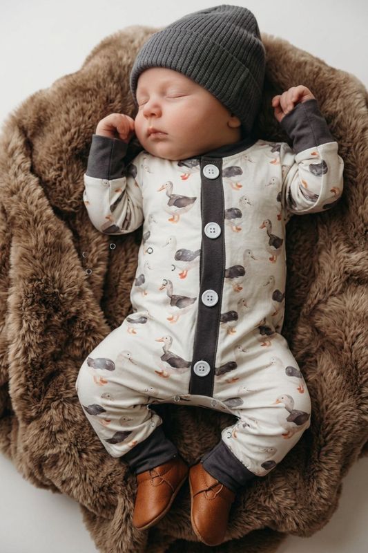 Gray Duck Boy Romper