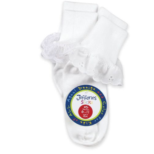 Eyelet &amp; Fancy Lace Cuff Socks 2 Pair
