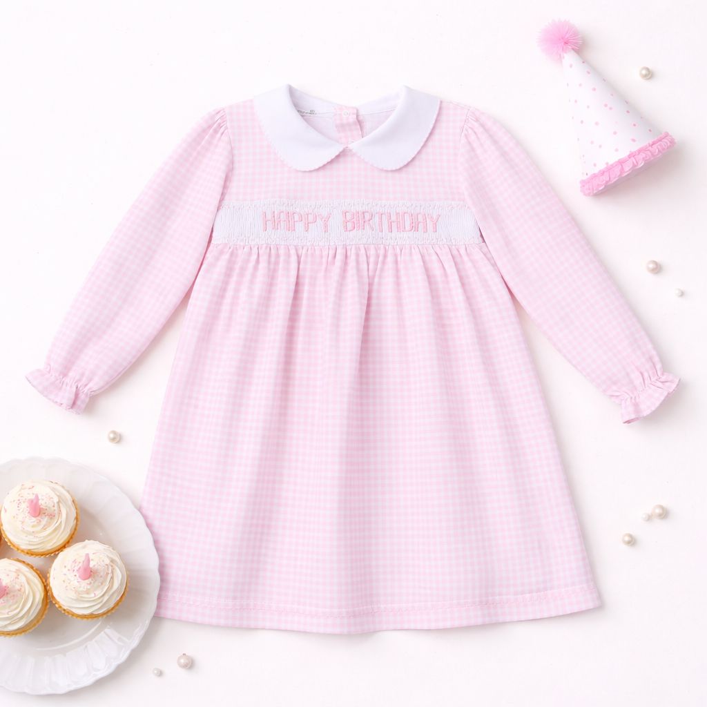 Classic Smocked Birthday LS Dress