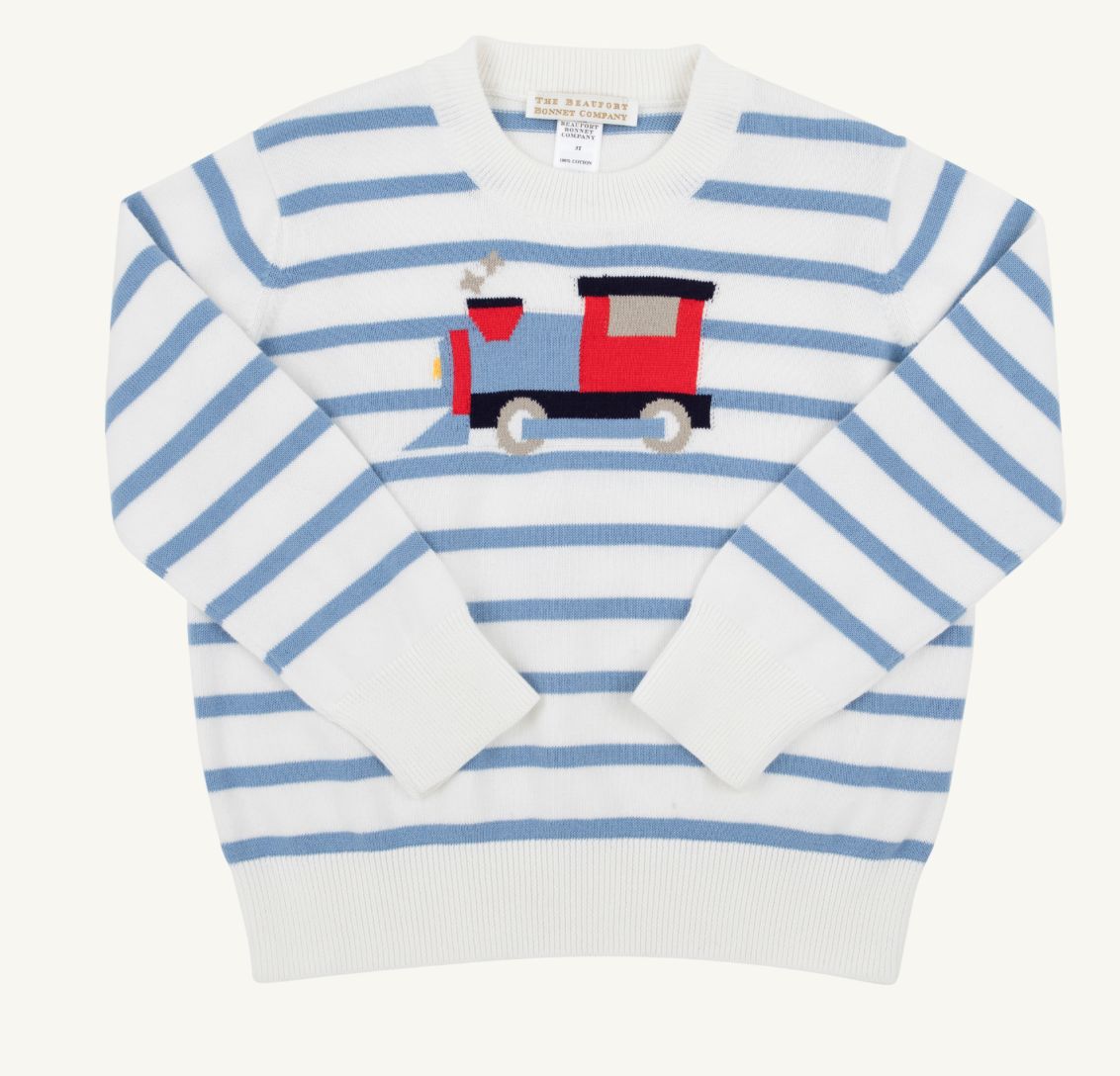 Isaac's Intarsia Sweater- Barrington Blue Train
